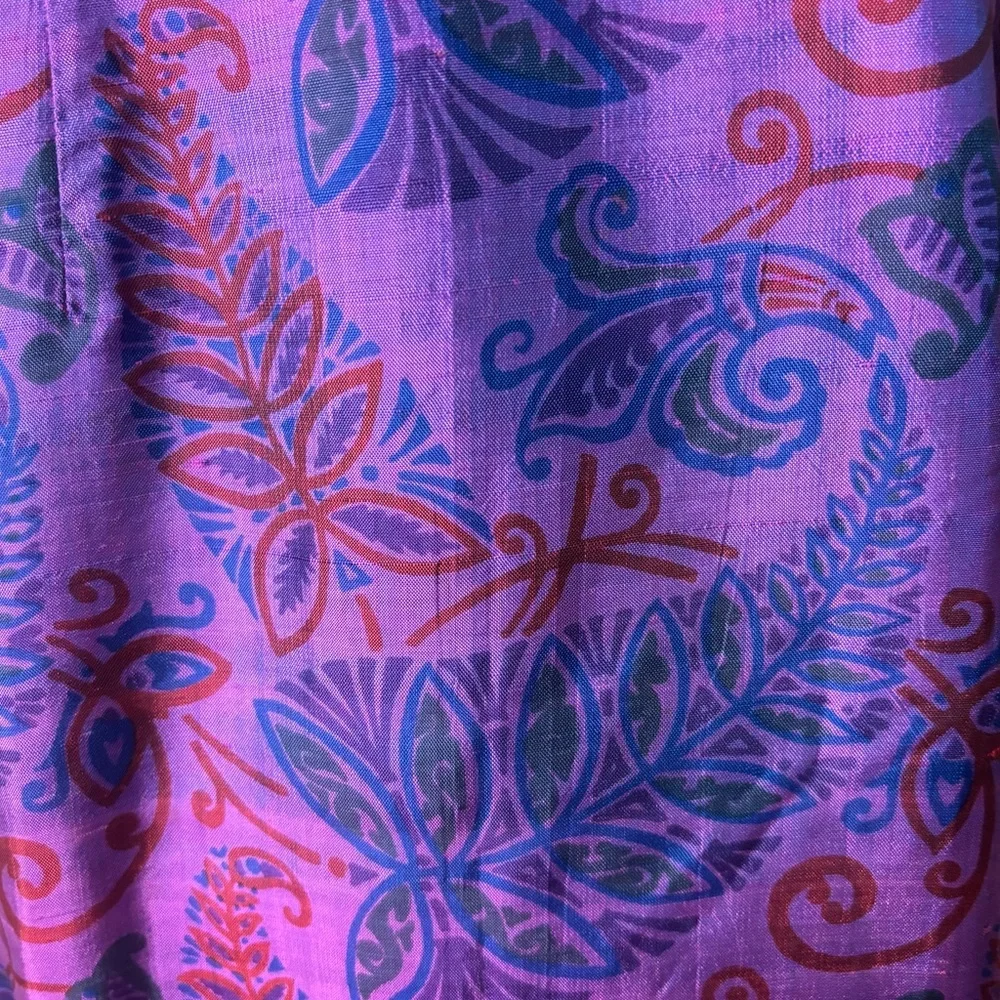 Vintage Jarin Thai Silk President Hotel Midi Dress Purple Blue Print Sz Small 8 - Picture 5 of 8